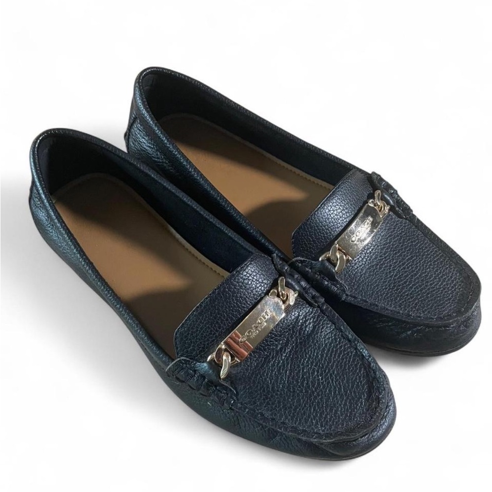 Coach Black Pebbled Leather Loafers size 6